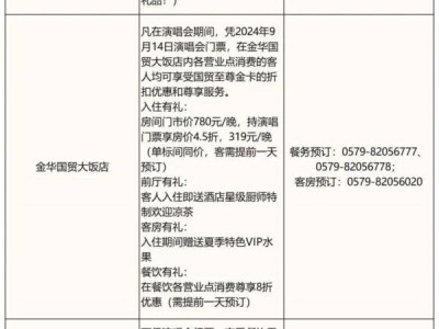 2024华语天后金华演唱会景区酒店福利