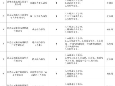 江苏盐城港控股集团有限公司招聘岗位表