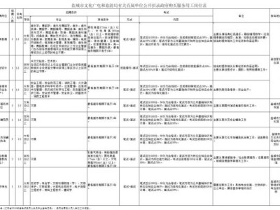 盐城文化和广电旅游局招聘政府买办工作人员岗位表