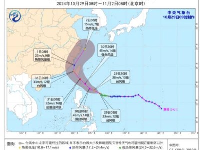 2024年第21号台风康妮29日最新情况(实时路径)