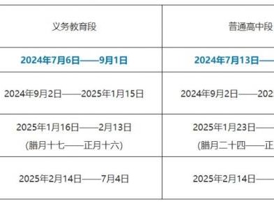2024淄博初中生暑假开学时间