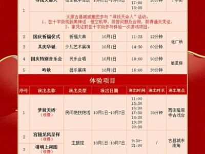 太原古县城国庆节目单（时间+地点）