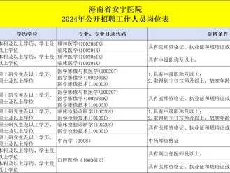 海南省安宁医院2024公开招聘事业编制人员 附岗位