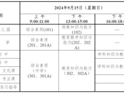 2024浙江下半年中小学教资笔试时间是