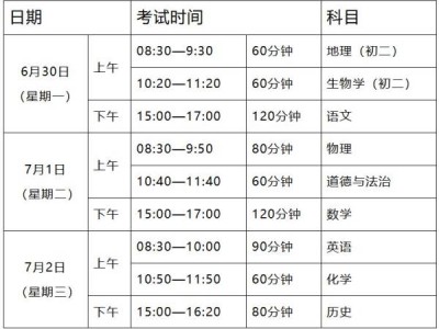 2025年清远初中学业水平考试时间