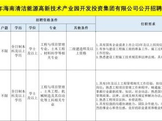 海南高新产投集团2024面向社会公开招聘(岗位+条件+报名)
