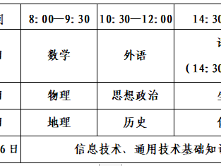 山东高中学业水平考试时间