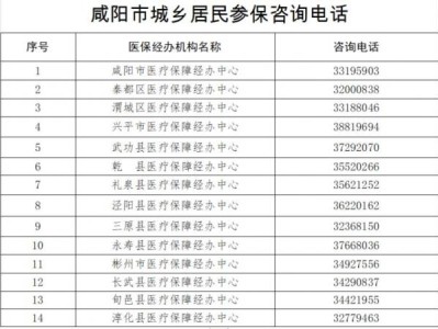 咸阳医保缴费咨询电话是什么