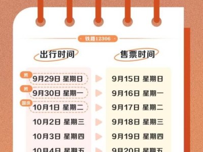 2024十一国庆火车票什么时候开售?附购票日历