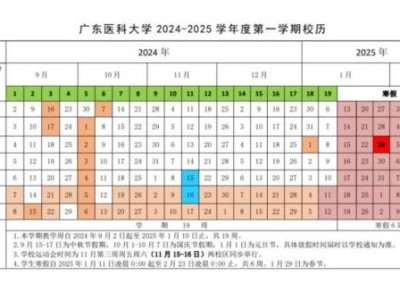 广东医科大学2024-2025学年校历