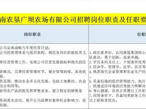 2025海南农垦广坝农场有限公司招聘(岗位+报名+条件)