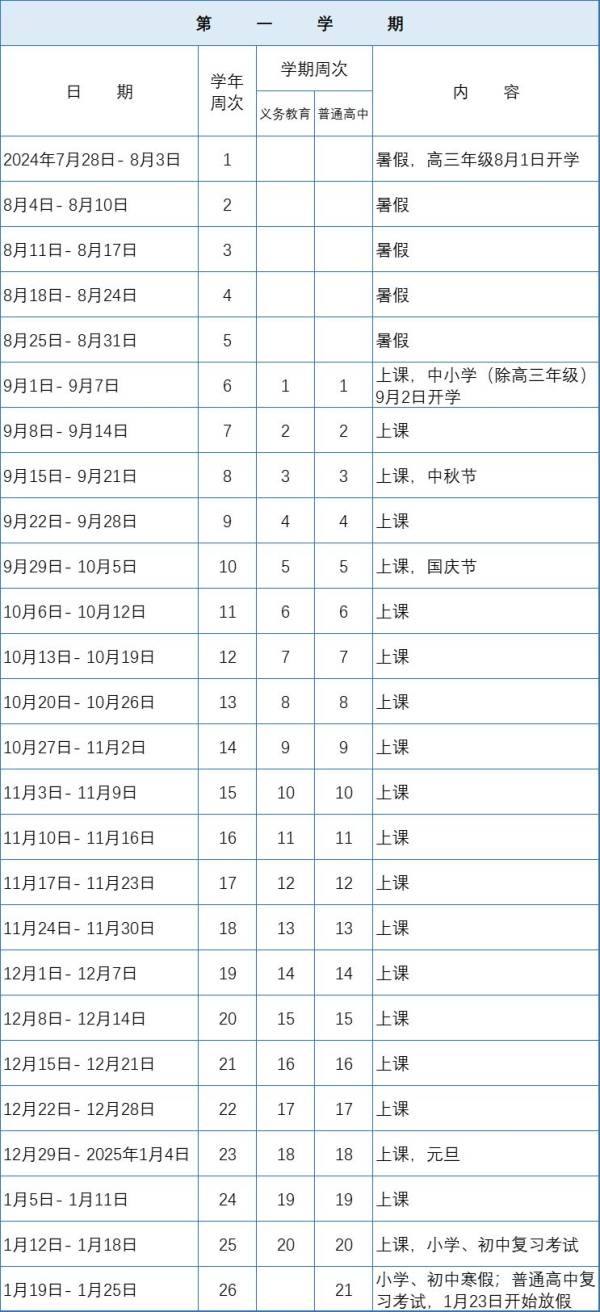 2024佛山中小学开学时间