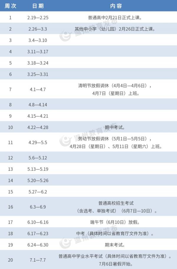 2024温州中小学暑假什么时候开始