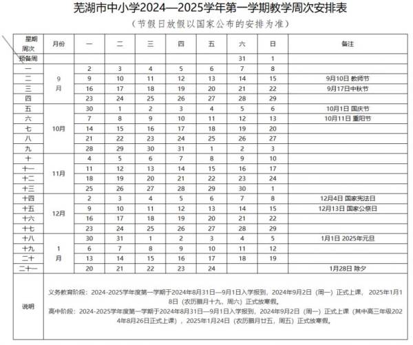 2024芜湖暑假什么时候开学？