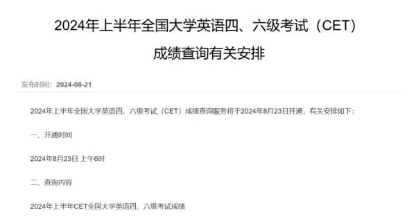2024漳州四六级什么时候查分？（上半年）