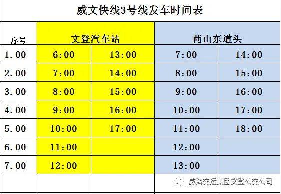 威文快线3号线时刻表