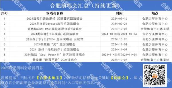 2024合肥演唱会时间表（持续更新）（2）