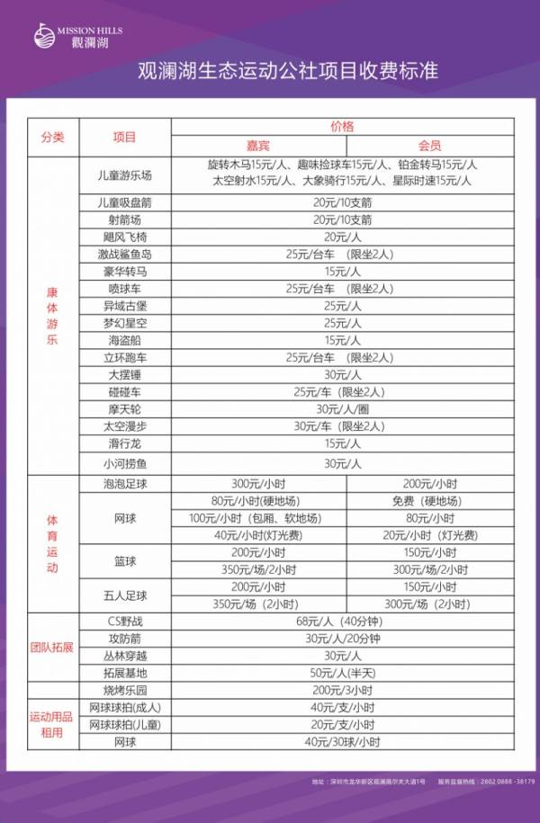 深圳观澜湖生态运动公社有什么项目?游乐设施介绍（2）
