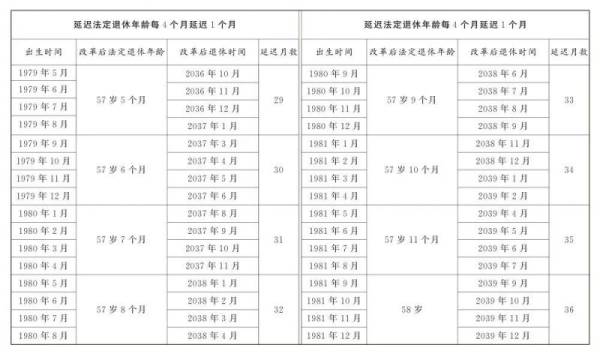 2025延迟退休年龄一览表(男职工+女职工)（8）