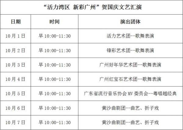 2024年国庆广州文化公园有什么活动（附活动表）