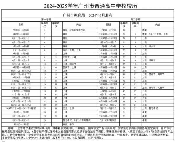 广州普通高中什么时候开始放寒假2025（寒假什么时候结束）
