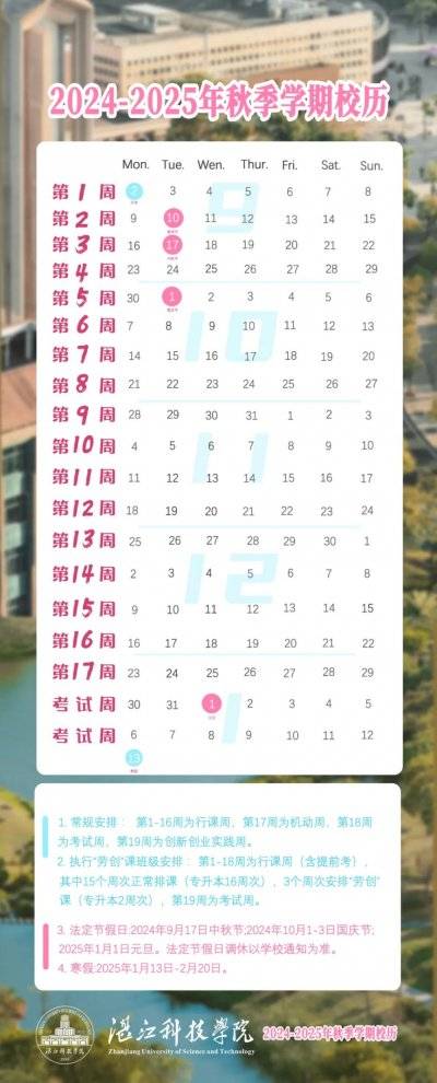 2024-2025第二学期湛江科技学院什么时候放寒假