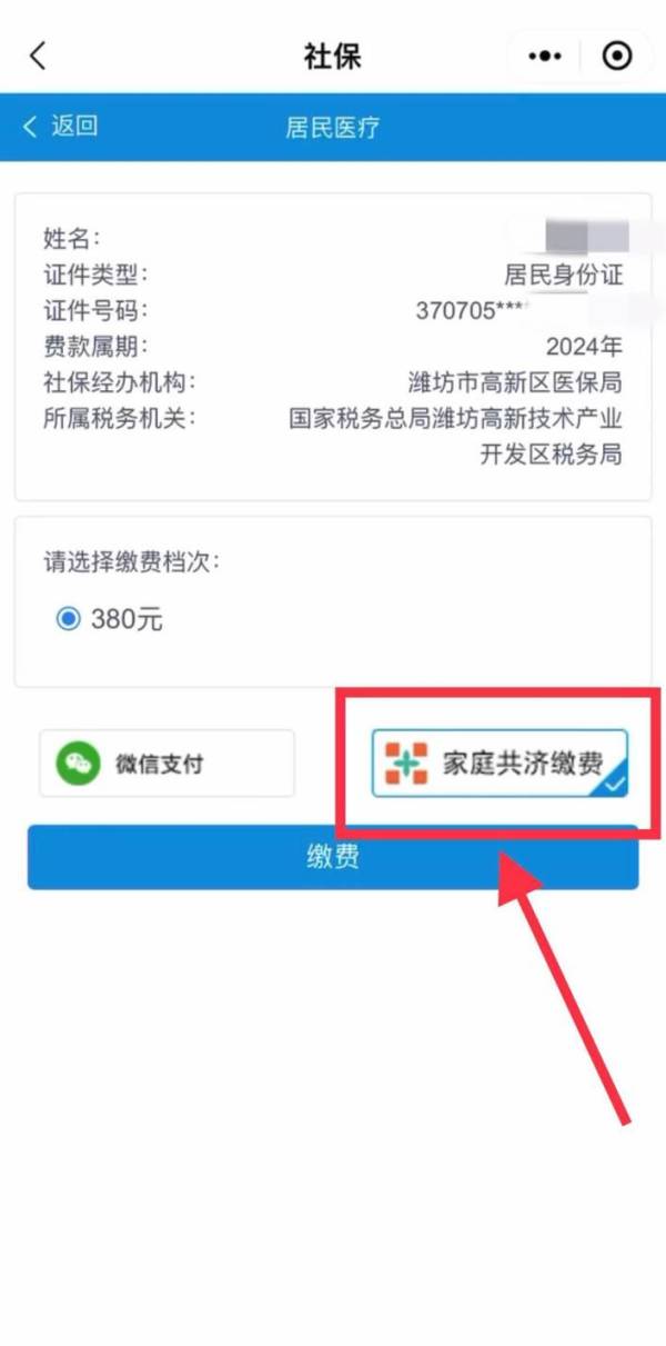 2025年度潍坊城乡居民医保缴费中家庭共济缴费是什么意思（13）