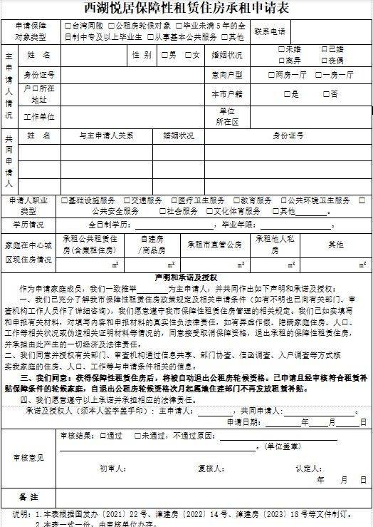 申请漳州芗城区西湖悦居保障性租赁住房需要什么材料？