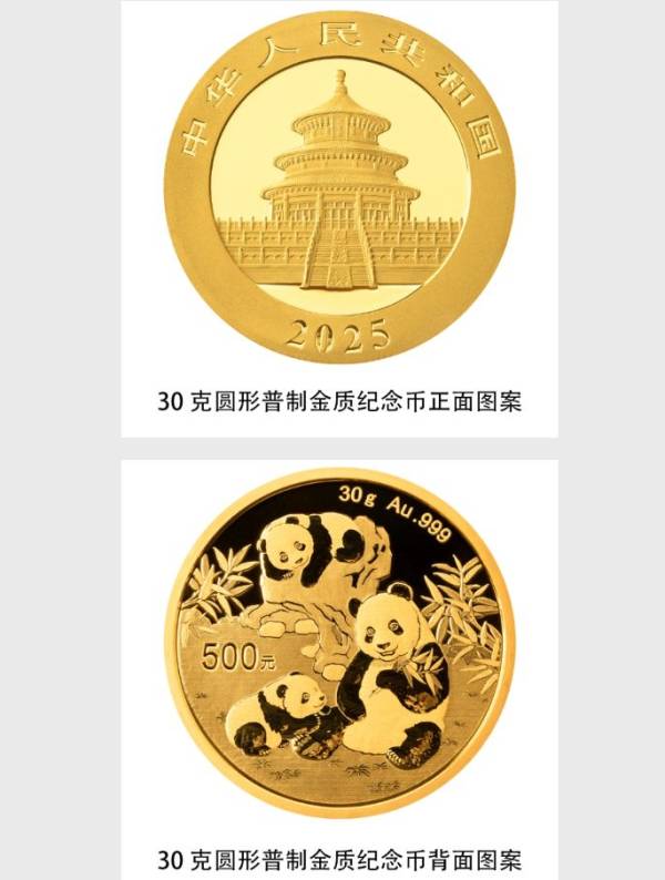 2025熊猫贵金属纪念币图案是什么样的?附正背面图案
