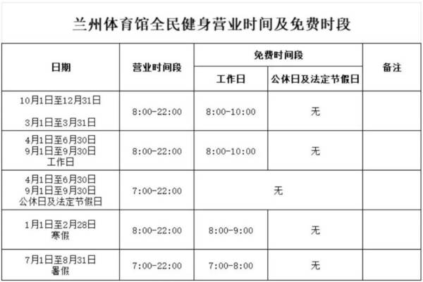 2024兰州体育馆全民健身中心免费营业时段