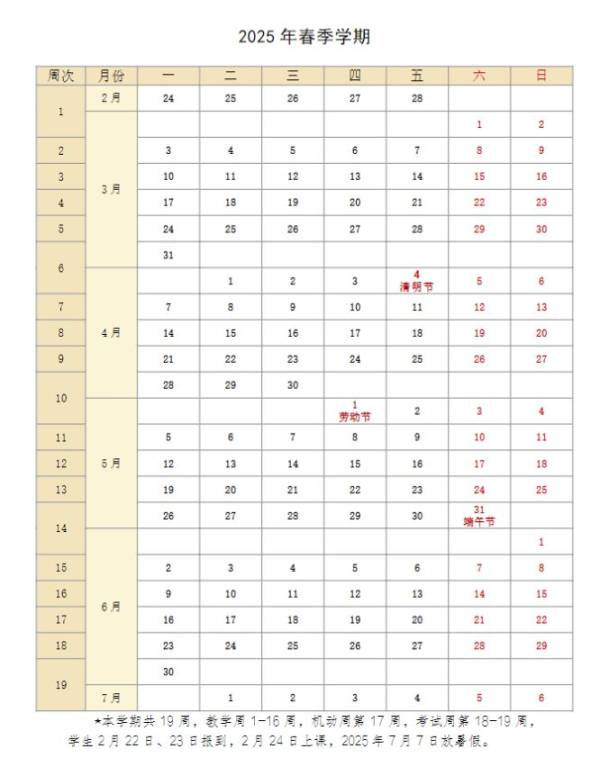 2025内蒙古农业大学寒假什么时候放假？附校历（2）