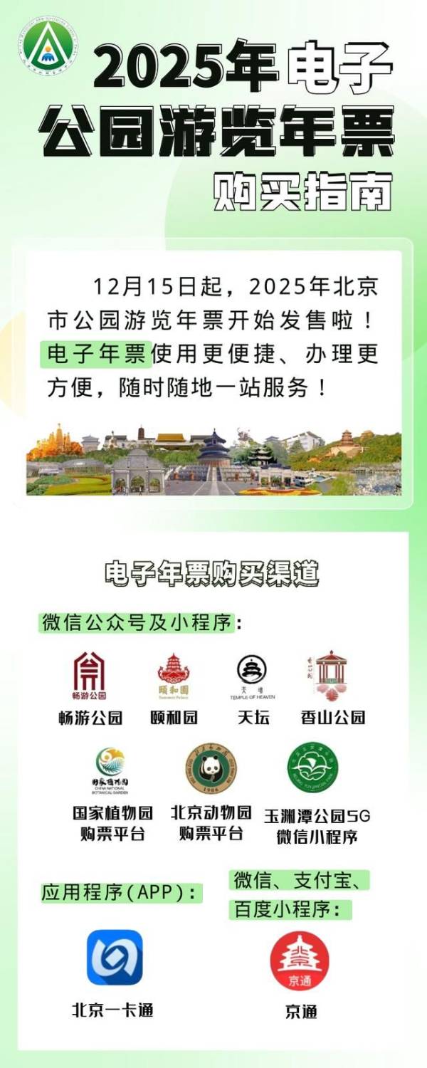 2025年北京公园年票什么时候能买？