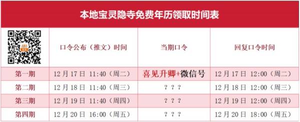 杭州本地宝灵隐寺祈福年历什么时候能领