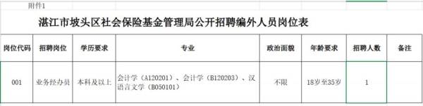 湛江市坡头区社会保险基金管理局2025招聘（岗位＋条件）