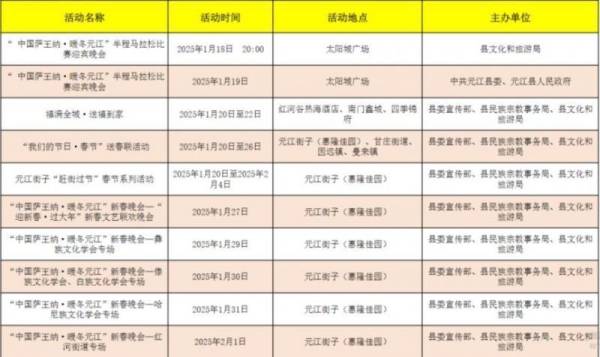 2025年元江春节活动有哪些？