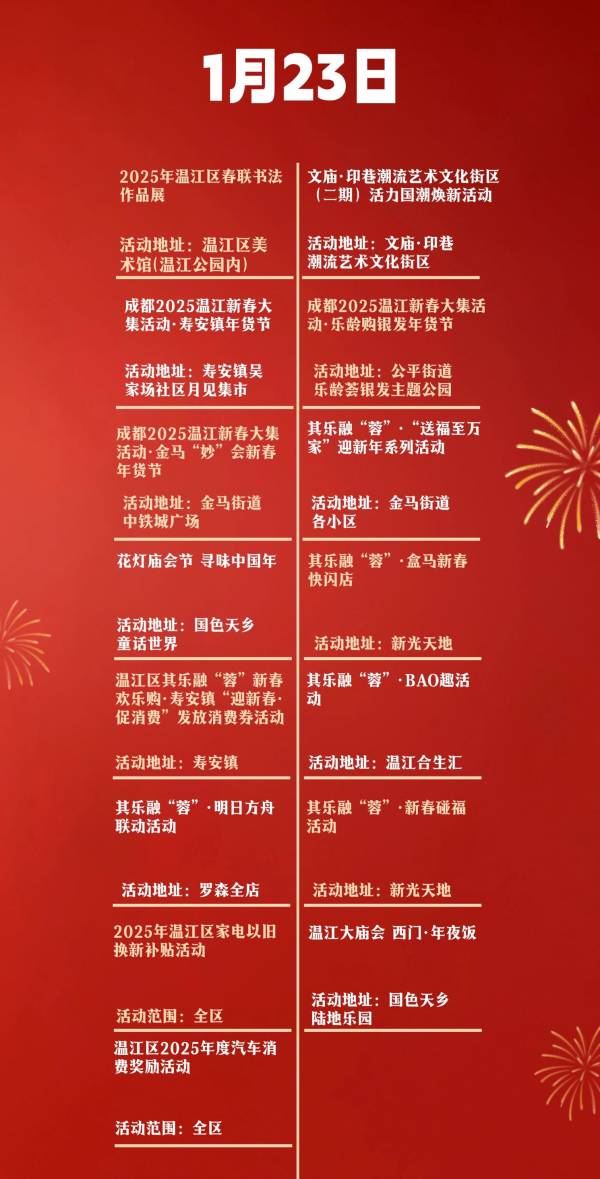 2025温江区春节活动大汇总（庙会/戏曲/巡游/潮玩）（2）