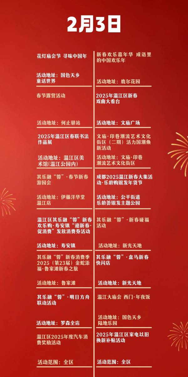 2025温江区春节活动大汇总（庙会/戏曲/巡游/潮玩）（12）