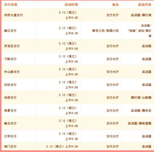 2025台州银行元宵节活动汇总