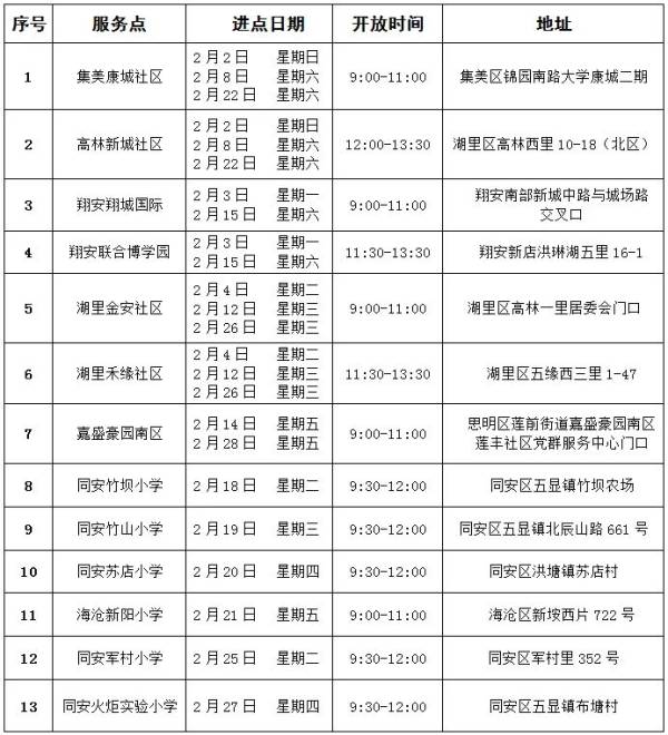 2025年2月汽车图书馆下点服务时间安排