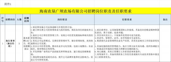 2025海南农垦广坝农场有限公司招聘（岗位+报名+条件）