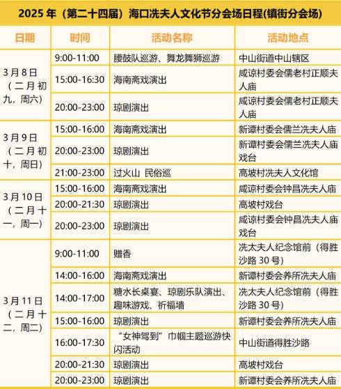 2025海口冼夫人文化节分会场有什么活动（时间+地点）