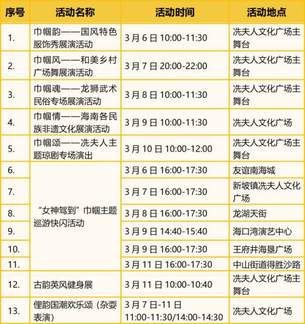 2025海口冼夫人文化节文化展演活动（时间+地点+演出）