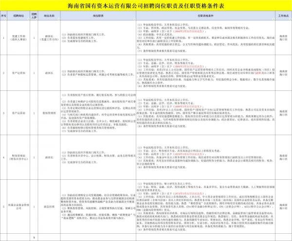 海南省国有资本运营有限公司2025招聘（岗位+报名+条件）